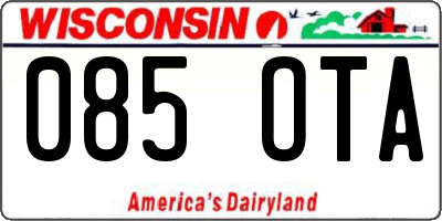 WI license plate 085OTA