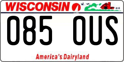 WI license plate 085OUS