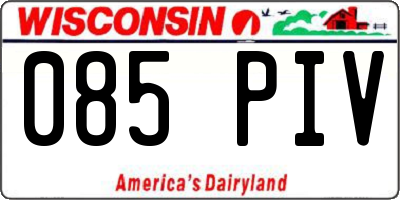 WI license plate 085PIV