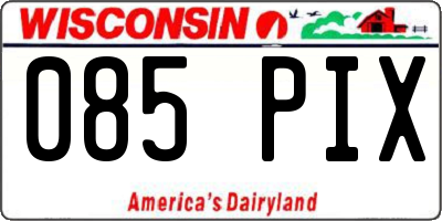 WI license plate 085PIX