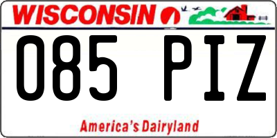 WI license plate 085PIZ