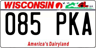 WI license plate 085PKA
