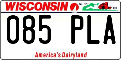 WI license plate 085PLA