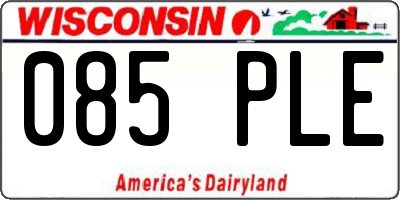 WI license plate 085PLE