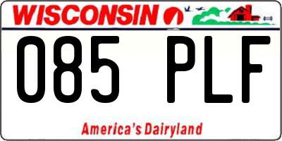 WI license plate 085PLF