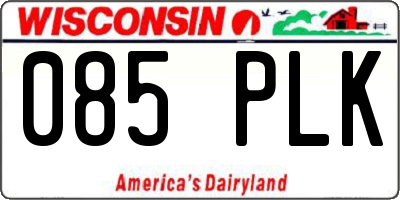WI license plate 085PLK