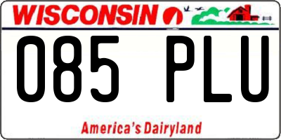 WI license plate 085PLU
