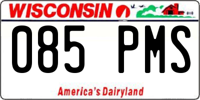 WI license plate 085PMS