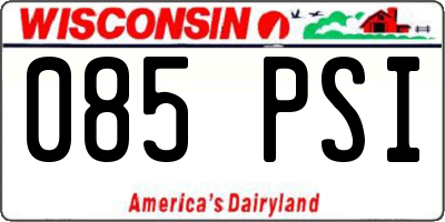 WI license plate 085PSI