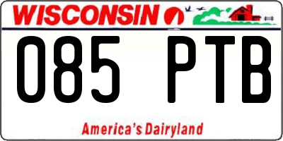 WI license plate 085PTB