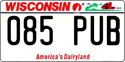WI license plate 085PUB