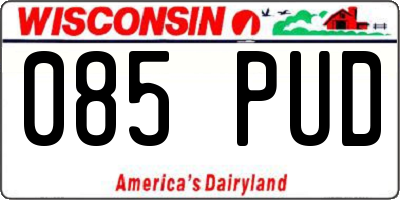 WI license plate 085PUD