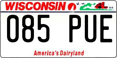 WI license plate 085PUE