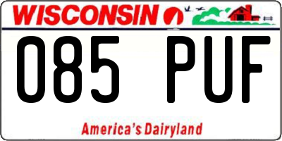 WI license plate 085PUF