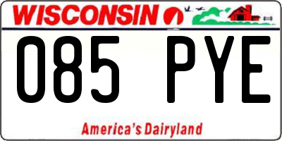 WI license plate 085PYE