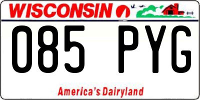 WI license plate 085PYG