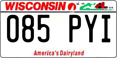 WI license plate 085PYI