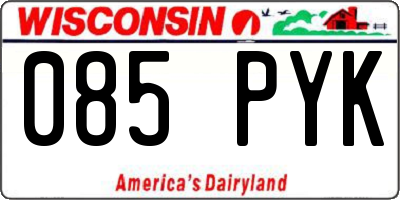 WI license plate 085PYK