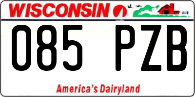 WI license plate 085PZB