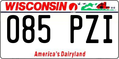 WI license plate 085PZI