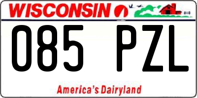 WI license plate 085PZL