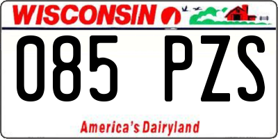 WI license plate 085PZS