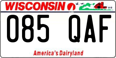WI license plate 085QAF