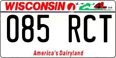 WI license plate 085RCT