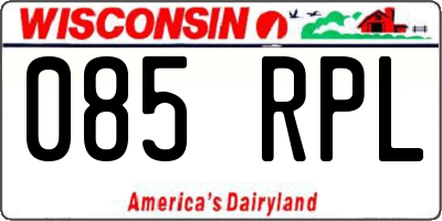 WI license plate 085RPL