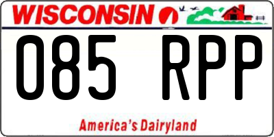 WI license plate 085RPP