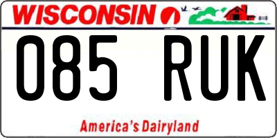 WI license plate 085RUK
