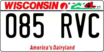 WI license plate 085RVC