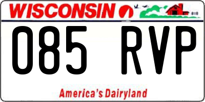 WI license plate 085RVP