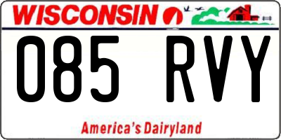WI license plate 085RVY
