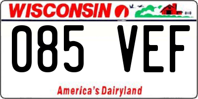 WI license plate 085VEF