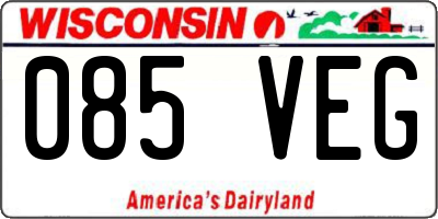 WI license plate 085VEG
