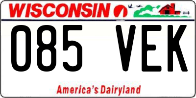 WI license plate 085VEK