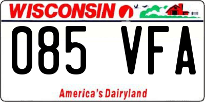 WI license plate 085VFA
