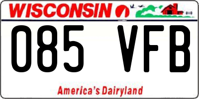 WI license plate 085VFB