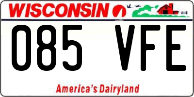 WI license plate 085VFE