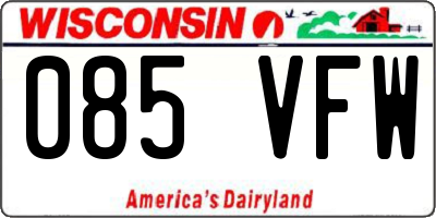 WI license plate 085VFW