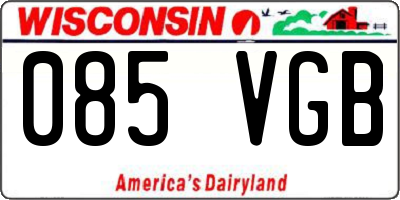 WI license plate 085VGB