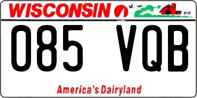 WI license plate 085VQB