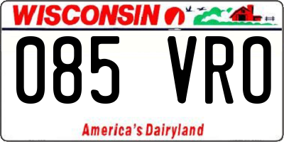 WI license plate 085VRO
