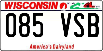 WI license plate 085VSB