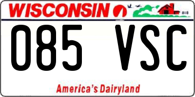 WI license plate 085VSC
