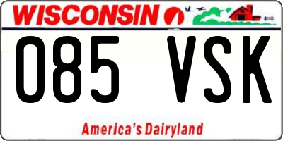 WI license plate 085VSK