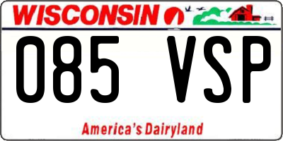 WI license plate 085VSP