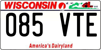 WI license plate 085VTE