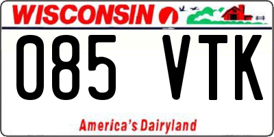 WI license plate 085VTK